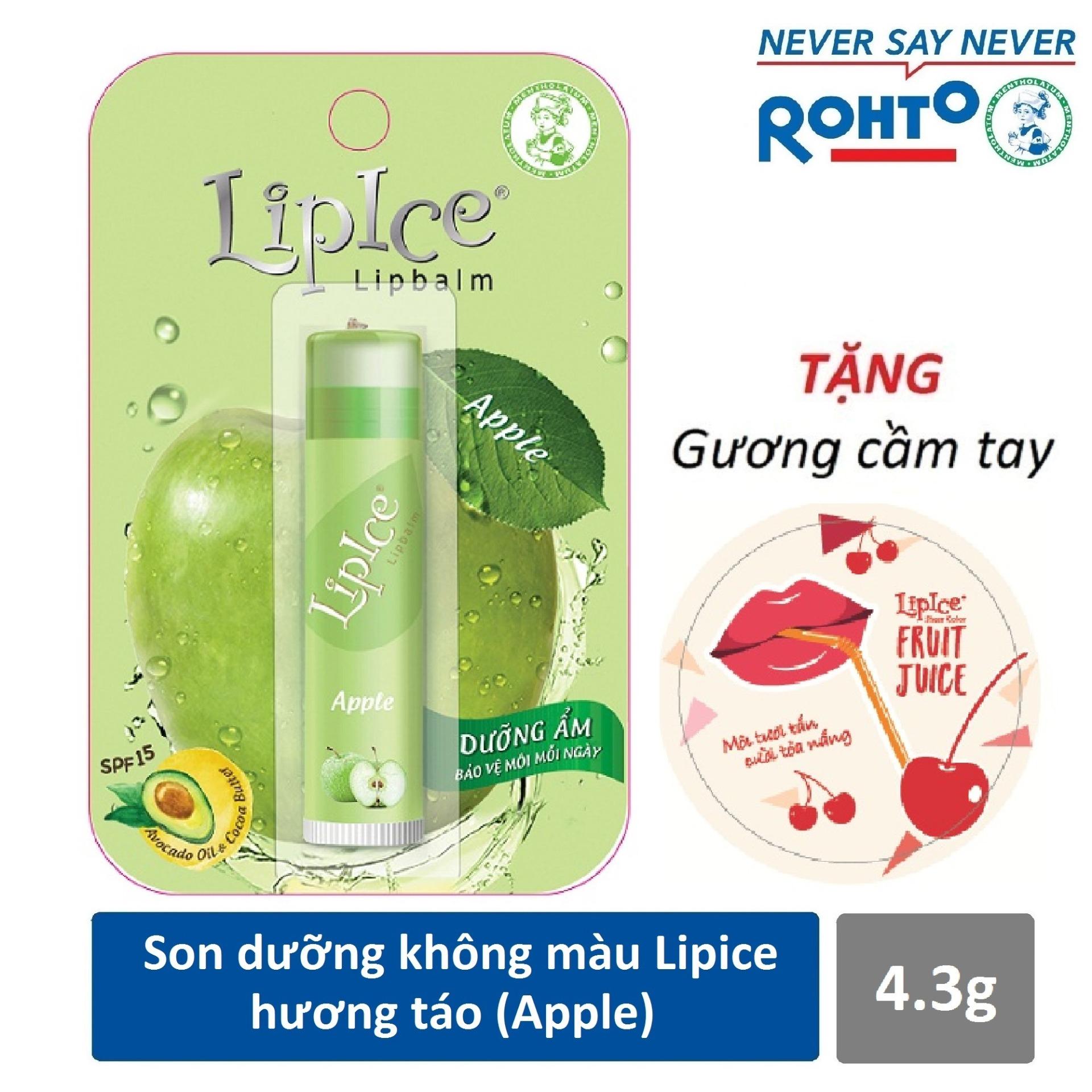 Son dưỡng không màu LipIce hương Táo 4.3g + Tặng gương cầm tay xinh xắn