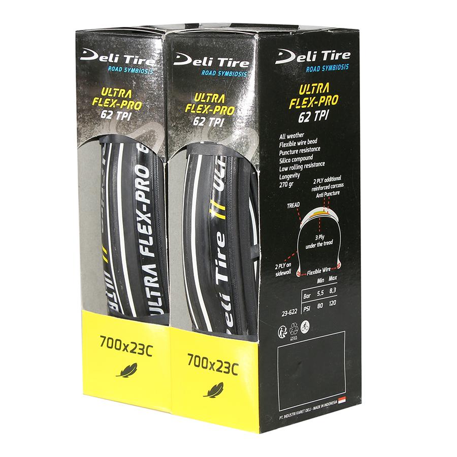 Mua Vỏ xe đạp xếp 700x23C không talon (Gồm 2 vỏ) SA-205 (Sọc trắng) DELI-TIRE ULTRA FLEX PRO -- SPORTS WORLD SHOP