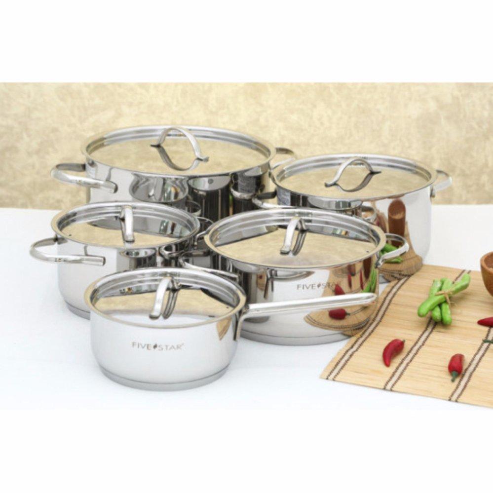 Bộ 5 nồi fivestar oval 5 món nắp inox cao cấp 304 + bàn chải đánh răng