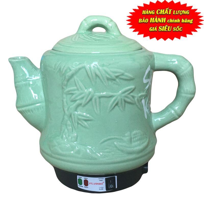 Ấm sắc thuốc điện Fujishi gốm bát trang tre xanh 3.2L