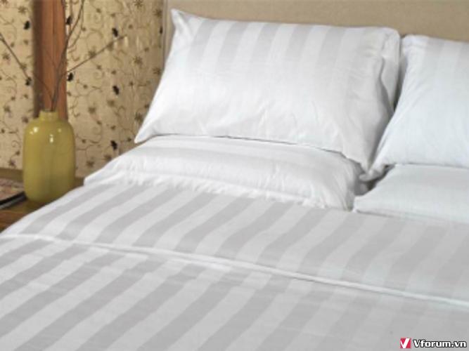 Chăn ga gối khách sạn đẹp - Set chăn ga gối trắng nâu