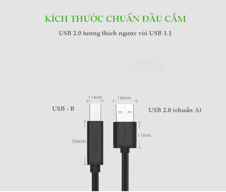 Cáp máy in USB 2.0 sang USB-B tích hợp IC khuyếch đại dài 10-15m UGREEN US122 - Hãng phân phối chính thức Cáp máy in USB 2.0 sang USB-B tích hợp IC khuyếch đại dài 10-15m UGREEN US122 - Hãng phân phối chính thức
