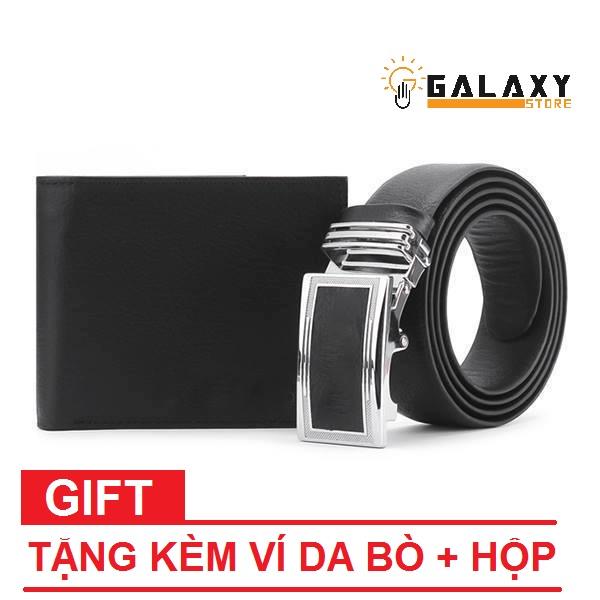 [FREE-Ship] Dây Nịt Thắt Lưng Nam Doanh Nhân Da Bò Cao Cấp 2 Lớp Galaxy Store GDNN01 (Đen) + Tặng Ví Da Bò