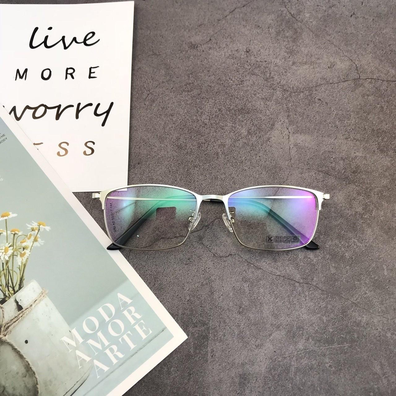 Gọng kính cận nữ Tắm kim loại siêu đẹp lại chắc chắn PTP117 - Kính giả cận thời trang siêu bền, kính Hàn Quốc thông dụng, có thể thay tròng cận được đeo vào thích ngay