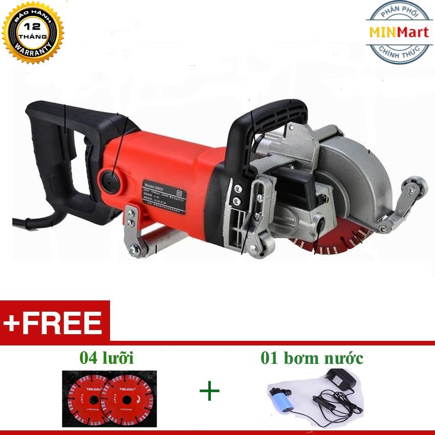 [Trả góp 0%] Máy Phay Rãnh Tường LAICHENG 6802 + 4 lưỡi cắt + máy bơm nước