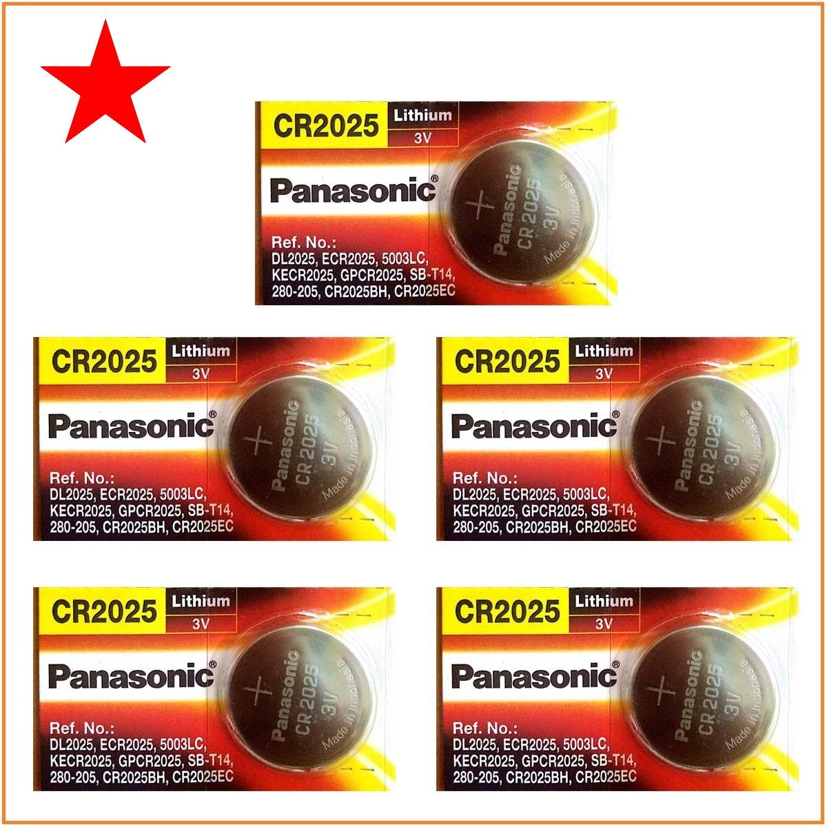 Combo 5 viên pin Cr2025 Panasonic lithium 3V chính hãng