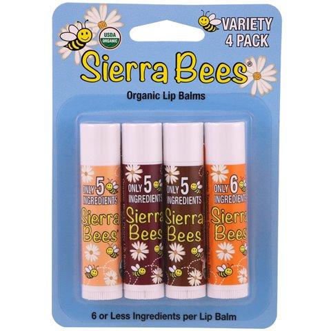 Vỉ son dưỡng môi hữu cơ 4 thỏi Sierra Bees