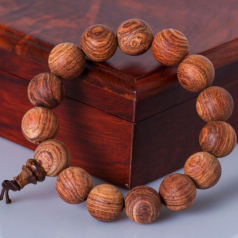 Vòng tay phong thuỷ gỗ Sưa đỏ 12li để mộc - Phong thuỷ của danh tiếng và quyền lực