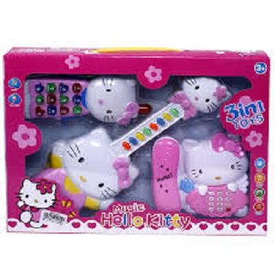 Đồ chơi đàn hello kitty 3 món cầm tay dùng pin phát nhạc dành riêng cho bé gái trên 1 tuổi, Do choi dan 3 mon cam tay dung pin phat nhac