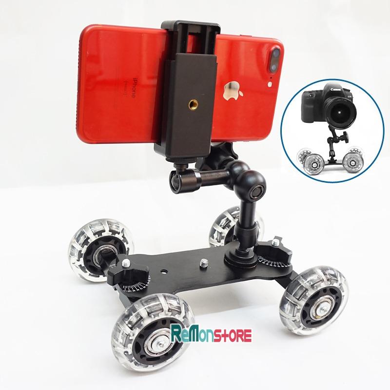 Combo quay phim Bánh xe dolly car và Magic Arm 7inch cho Điện thoại Máy Ảnh