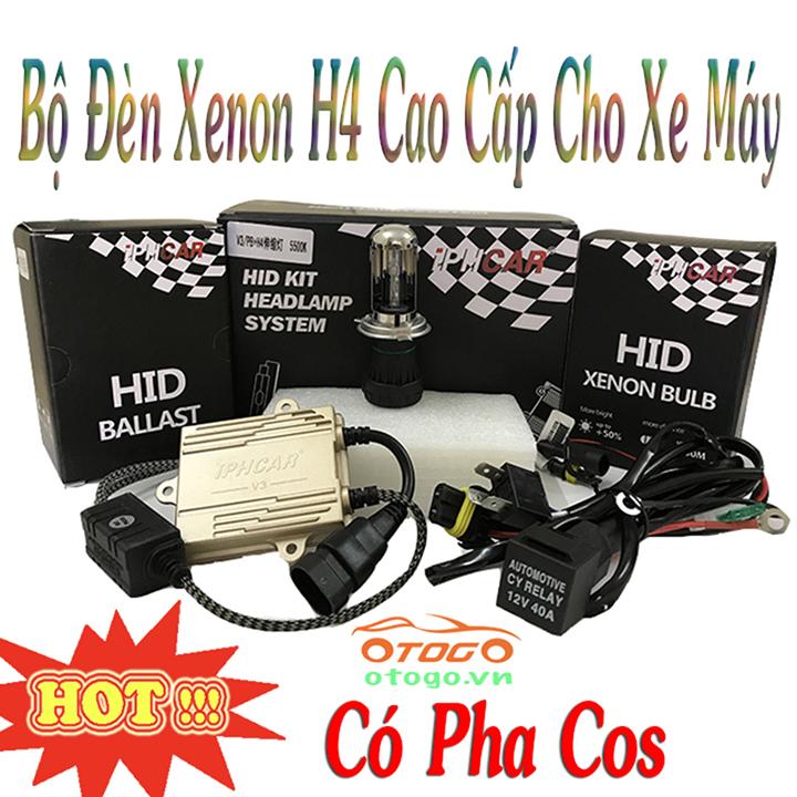 Bộ Đèn Xenon H4 Cao Cấp Có Pha Cos Siêu Sáng cho xe máy