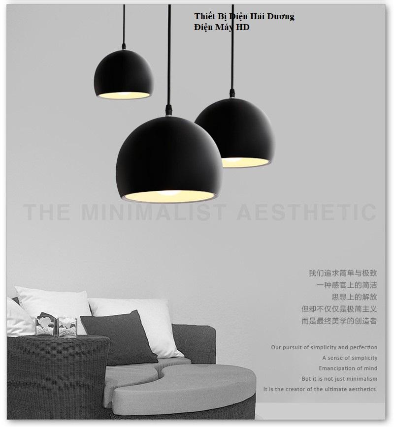 Chao đèn thả trần hình bán nguyệt 6038 đường kính 350mm (Đen)