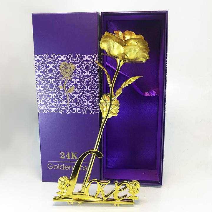 Hoa hồng mạ vàng 24K, hoa galaxy không chân cao cấp