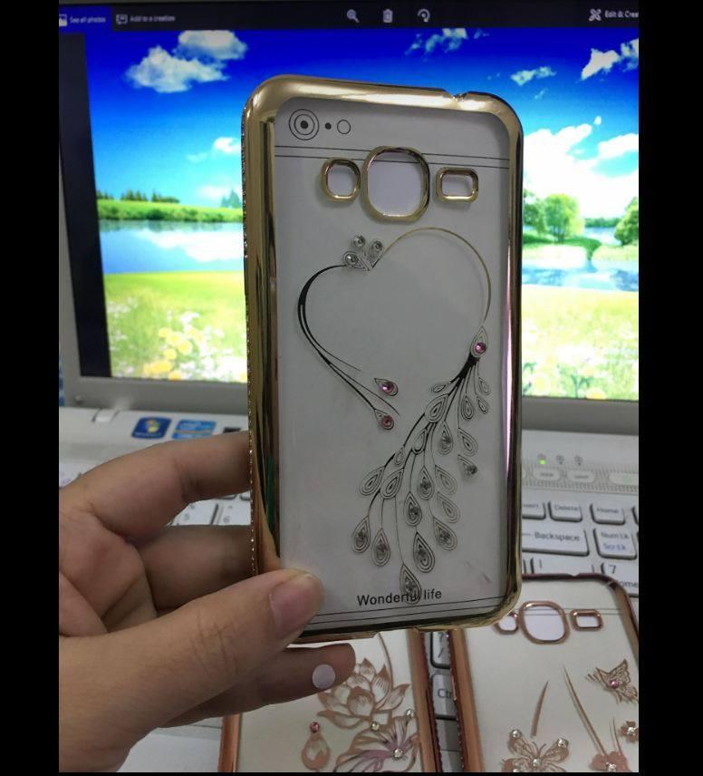 Ốp lưng thời trang viền màu đính đá cho Samsung J3 2015