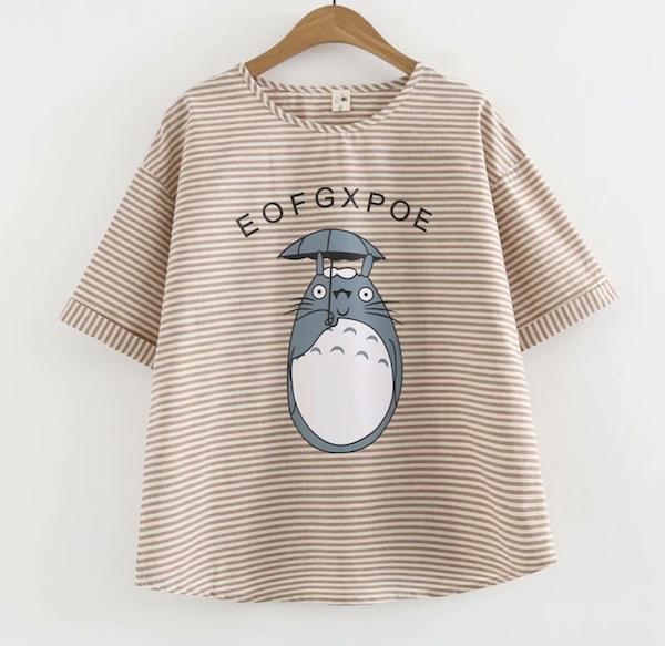 [Đồng giá 199k] Áo thun nữ tay ngắn hình Totoro sọc ngang LTTA2109 BEAUTYSALES