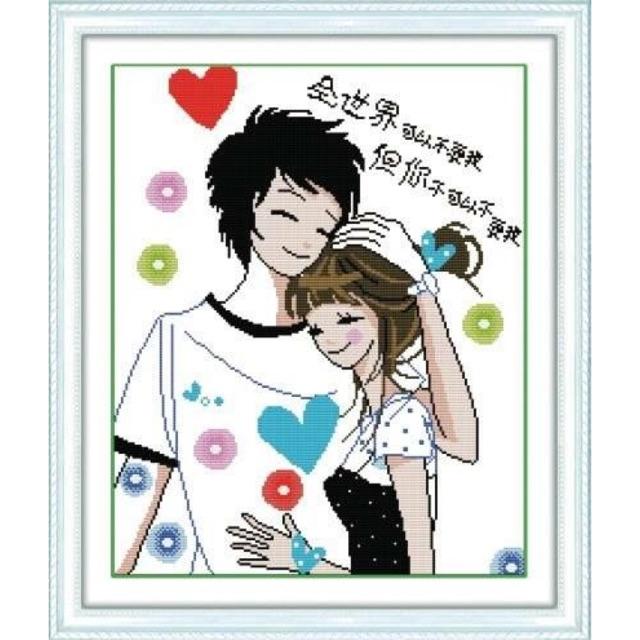 Tranh thêu chữ thập hoạt hình tình yêu