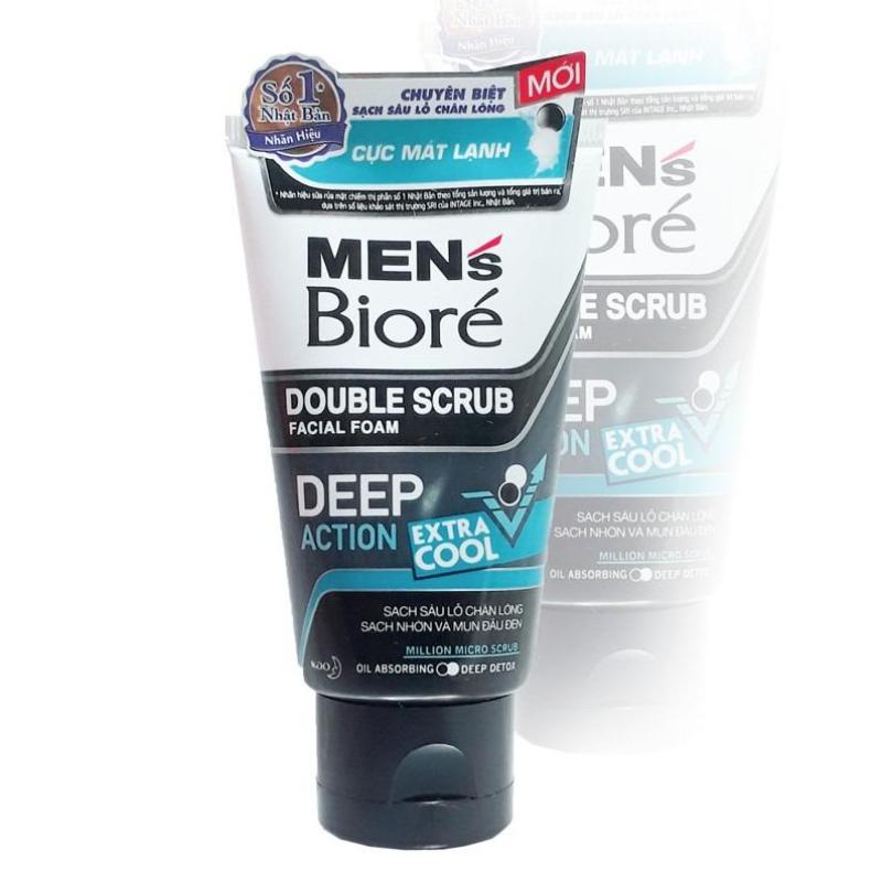 Mens Biore Tác Dụng Kép Sạch Sâu - Cực Mát Lạnh 100gr tặng 1 mặt nạ cho phái Mạnh