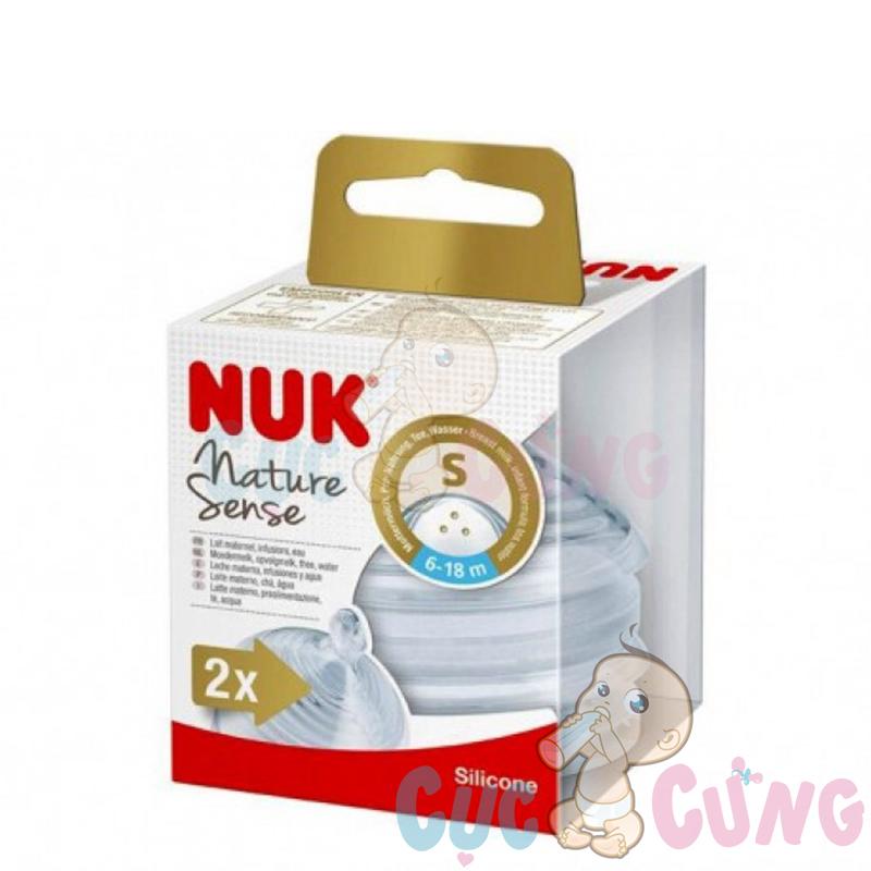 Ty bình sữa nuk cổ rộng silicone nature sense size 2s- 2 cái/vỹ nu21502