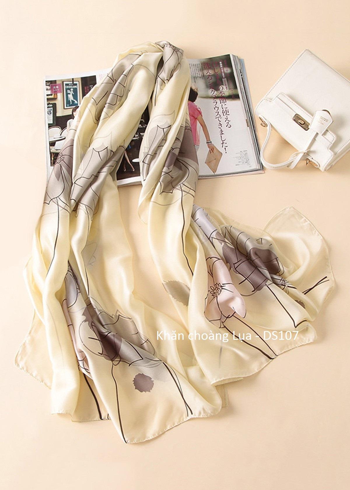 Khăn choàng lụa thời trang cao cấp ds107 - size 90cm x 180cm