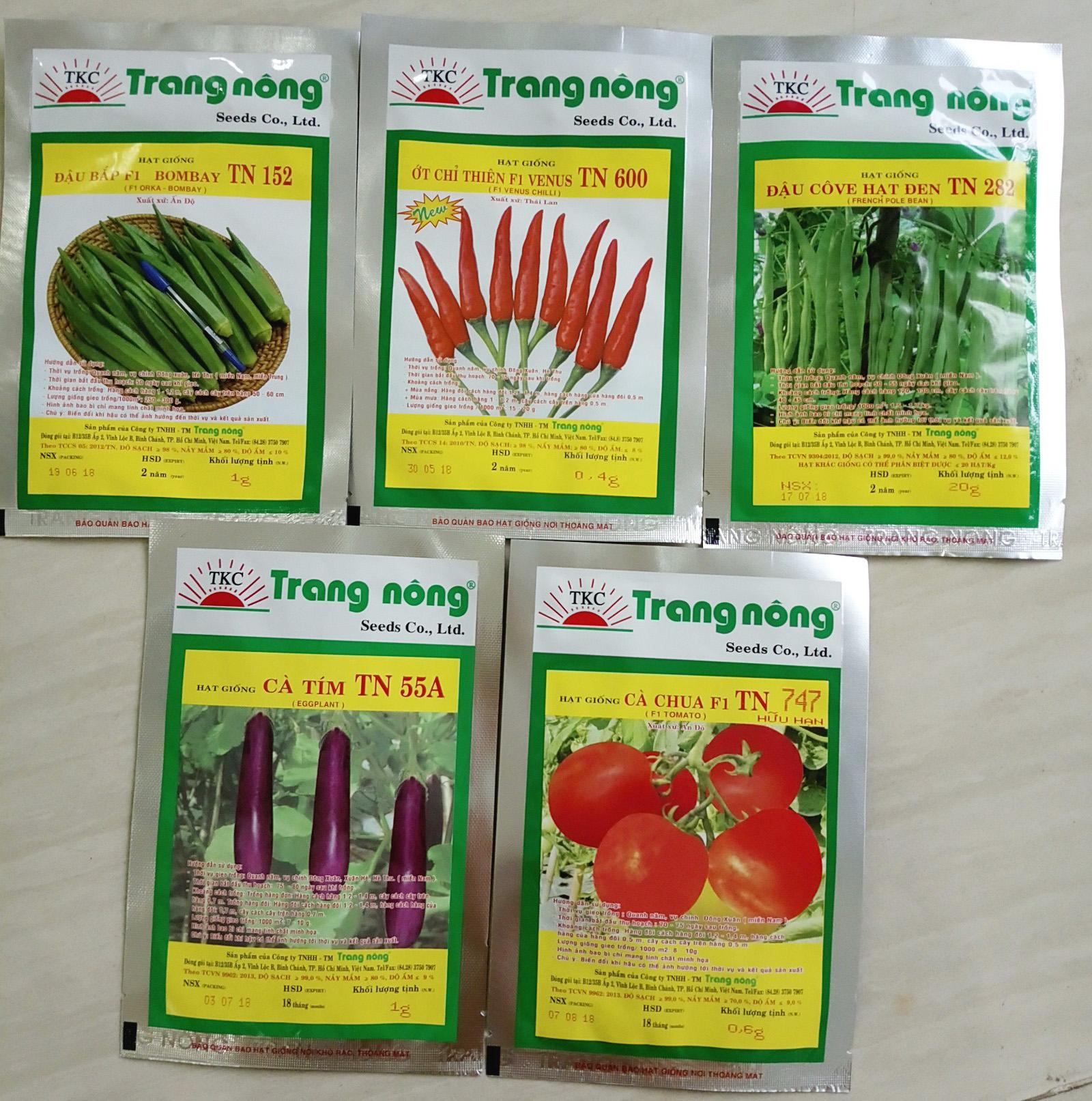 [HCM]Combo 5 gói hạt giống rau lấy trái hiệu Trang Nông