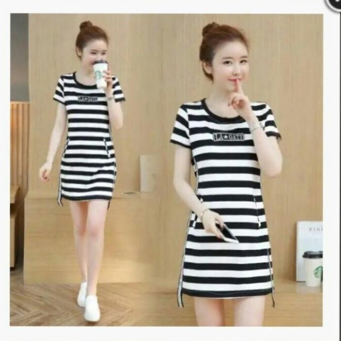 Đầm thun suông sọc
