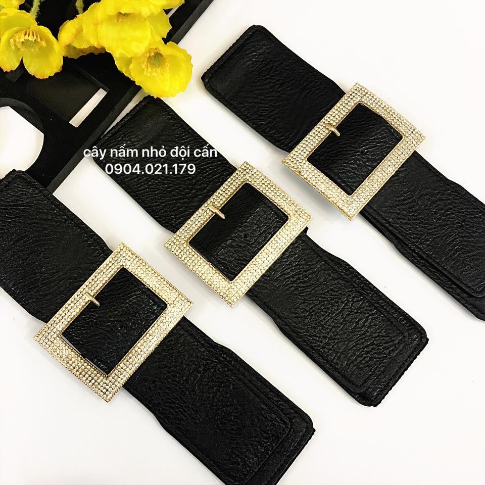 thắt lưng chun nữ-bản 7cm,mặt chữ nhật đính đá
