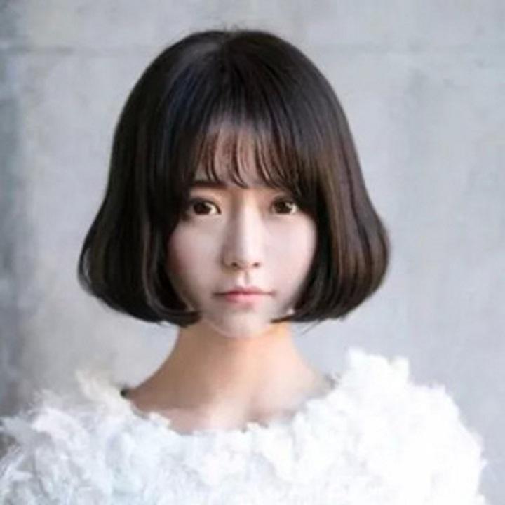 Tóc giả nữ mái thưa màu đen adora - tg89