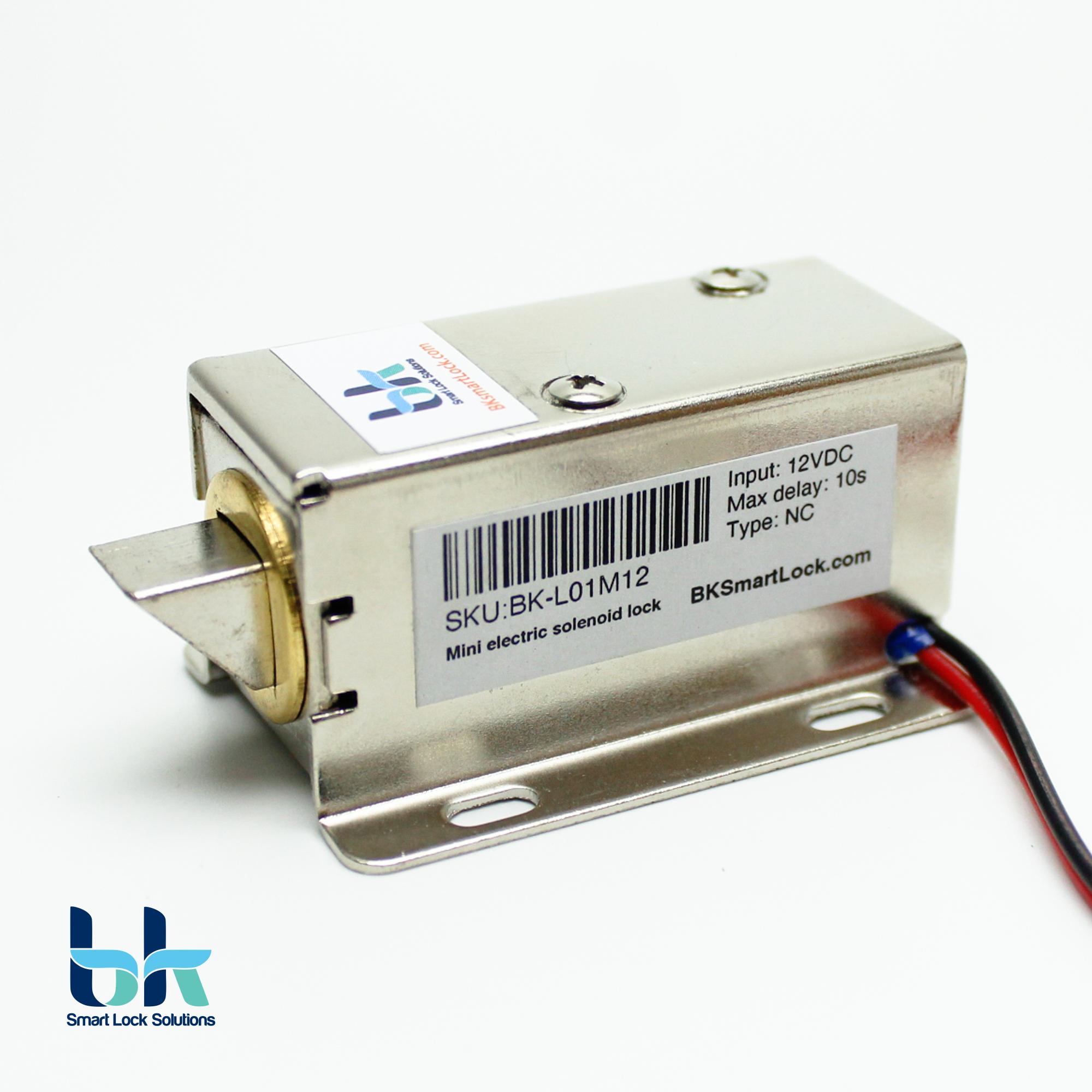 Chốt khóa cửa điện từ BK Smart Lock BK-L01M12 thường đóng, chốt vát 12V (bạc)