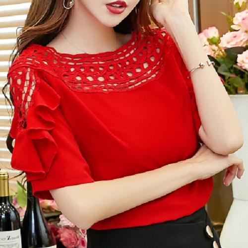 Hàng Nhập : ÁO KIỂU CỔ PHỐI REN, MODEL MỚI – AK 042