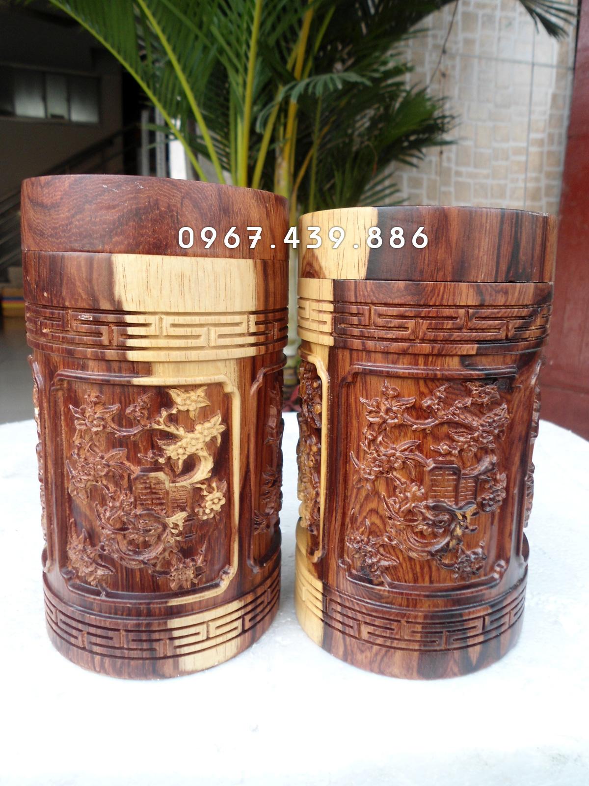 Hộp trà gỗ cẩm lai - mẫu tứ quý