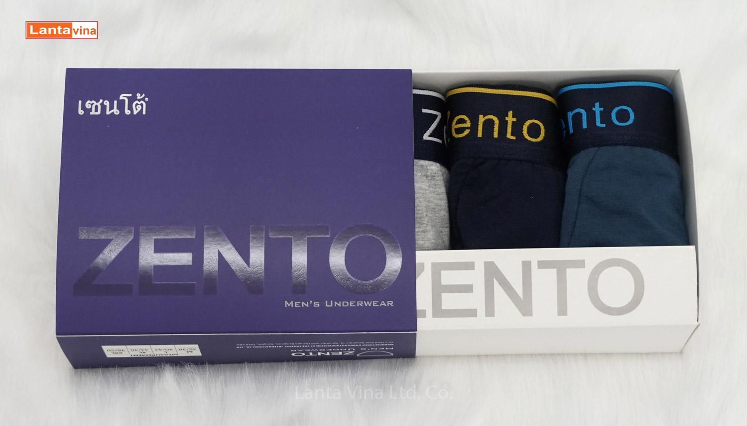 Combo 3 quần lót nam cao cấp Zento mã 03, xanh đen, xanh đá, xám