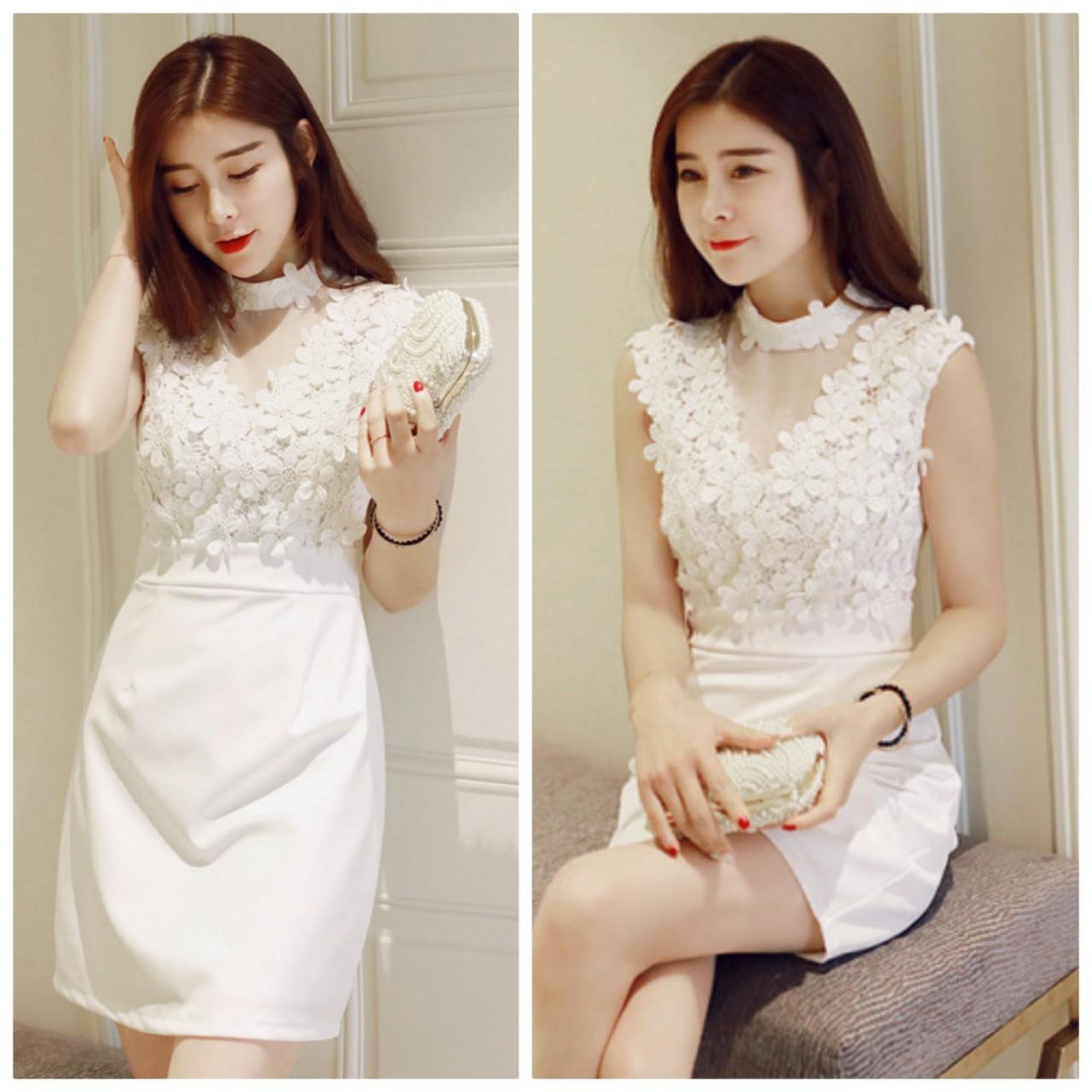 Đầm Dự Tiệc Phối Ren Hoa Mai Beyeu1688 Zby6093(đen)