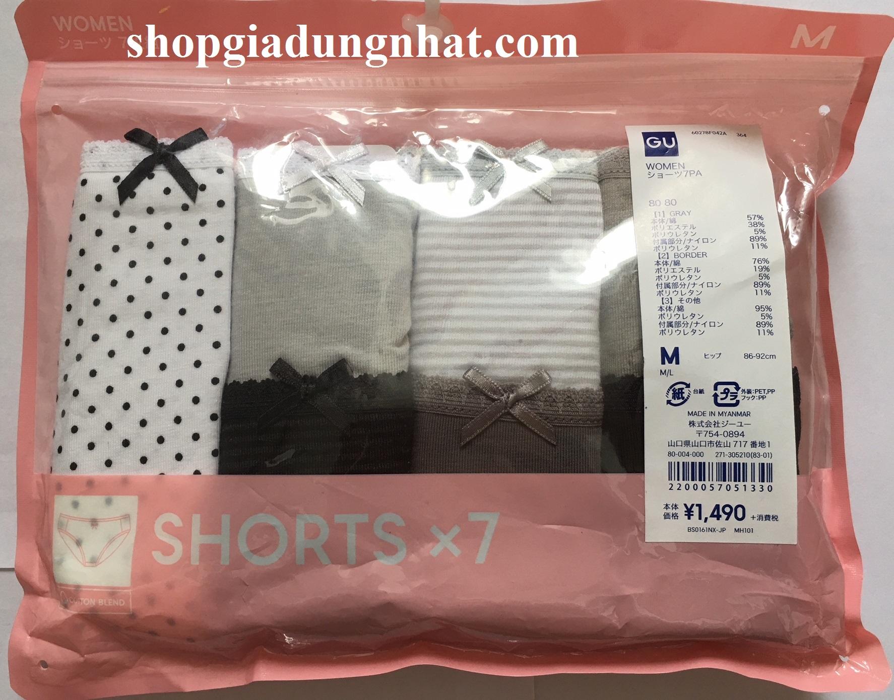 Set 7 chiếc Quần Chip Nữ - Quần Chip Gu Dành Cho Nữ - Quần Chip Nhật - Quần Lót Gu - Size M