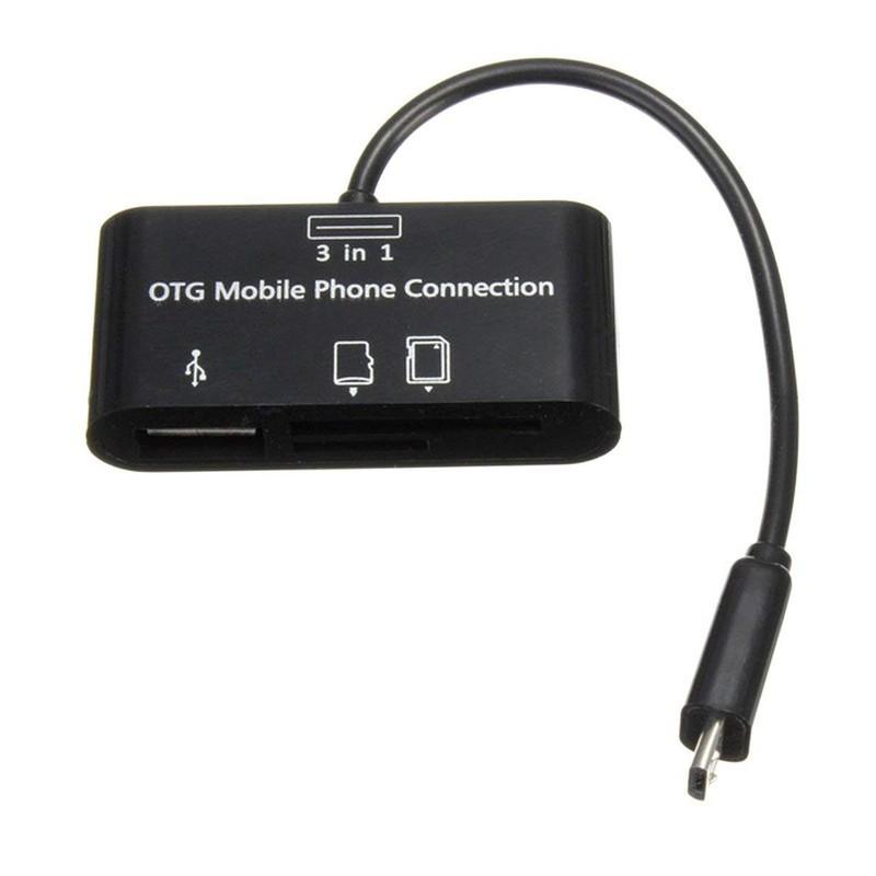 Đầu đọc thẻ android + hub otg 3 trong 1