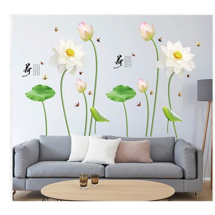 Decan dán tường hoa sen tinh khiết - combo 02 tấm - cb012