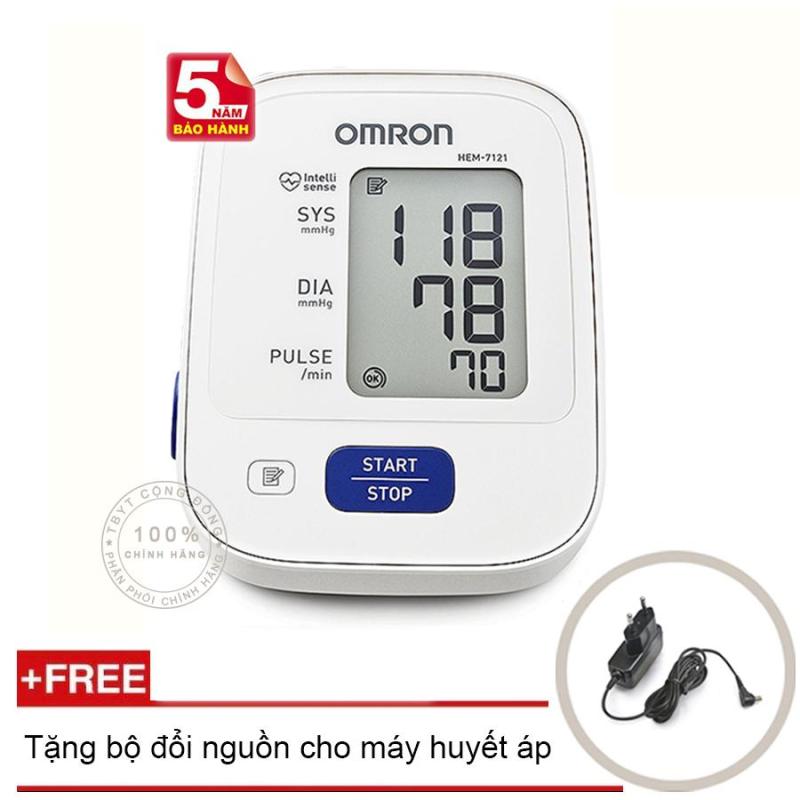 Máy đo huyết áp bắp tay Omron HEM 7121 (Trắng) + Tặng bộ đổi nguồn (OEM)