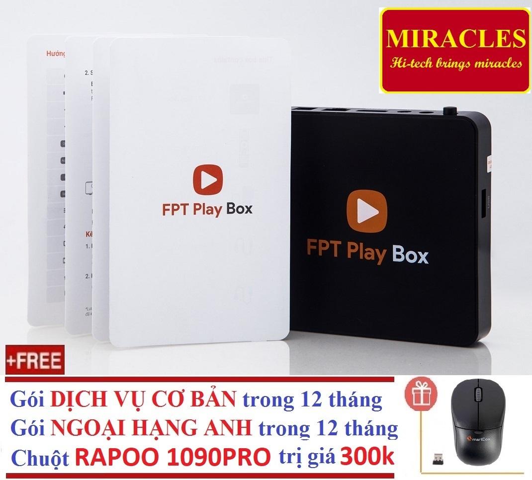 Fpt play box 2018 + tặng gói dịch vụ cơ bản, gói ngoại hạng anh trong 12 tháng và chuột rapoo 1090p trị giá 300k - phân phối bởi miracles company