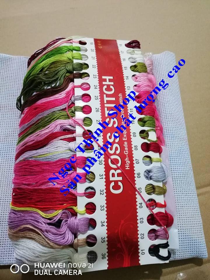Tranh thêu chữ thập cao cấp Cha mẹ DLH-222964 đầy đủ, kit, chat, chỉ thêu, kéo, kim