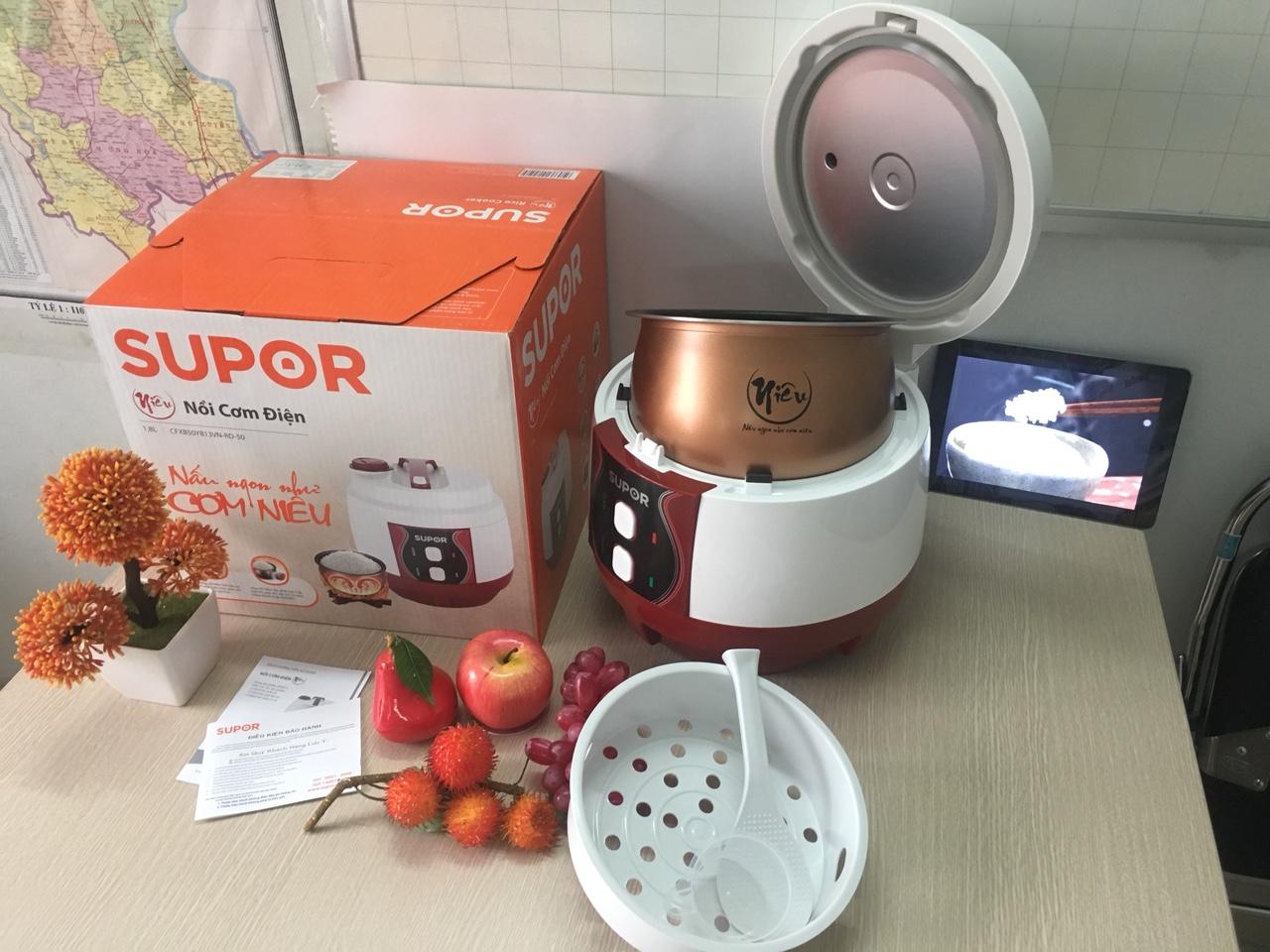 Nồi Cơm điện Cơ Lòng Nồi NiÊu Supor Cfxb50yb13vn-Rd-50 1.8l (trắng Phối đỏ) By Giadunggiare123