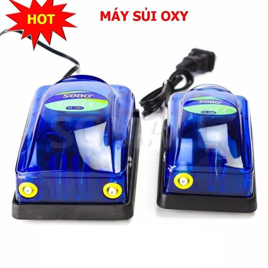 Máy sủi khí tạo bọt oxi cho bể cá cảnh 2 vòi + 2 dây sủi + 2 quả sủi