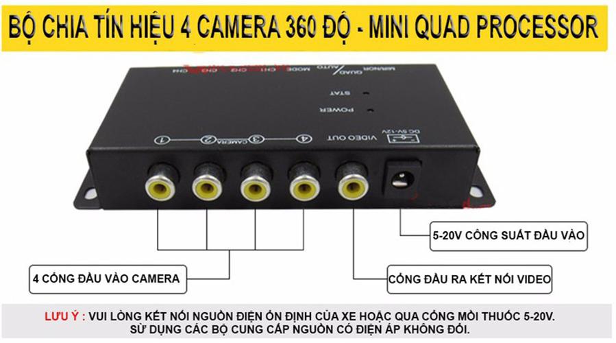 Bộ chia 4 màn hình camera ô tô 360 độ