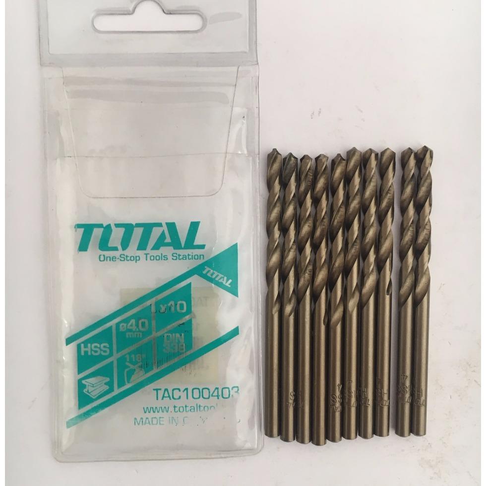 4.0mm bộ 10 mũi khoan sắt total tac100403