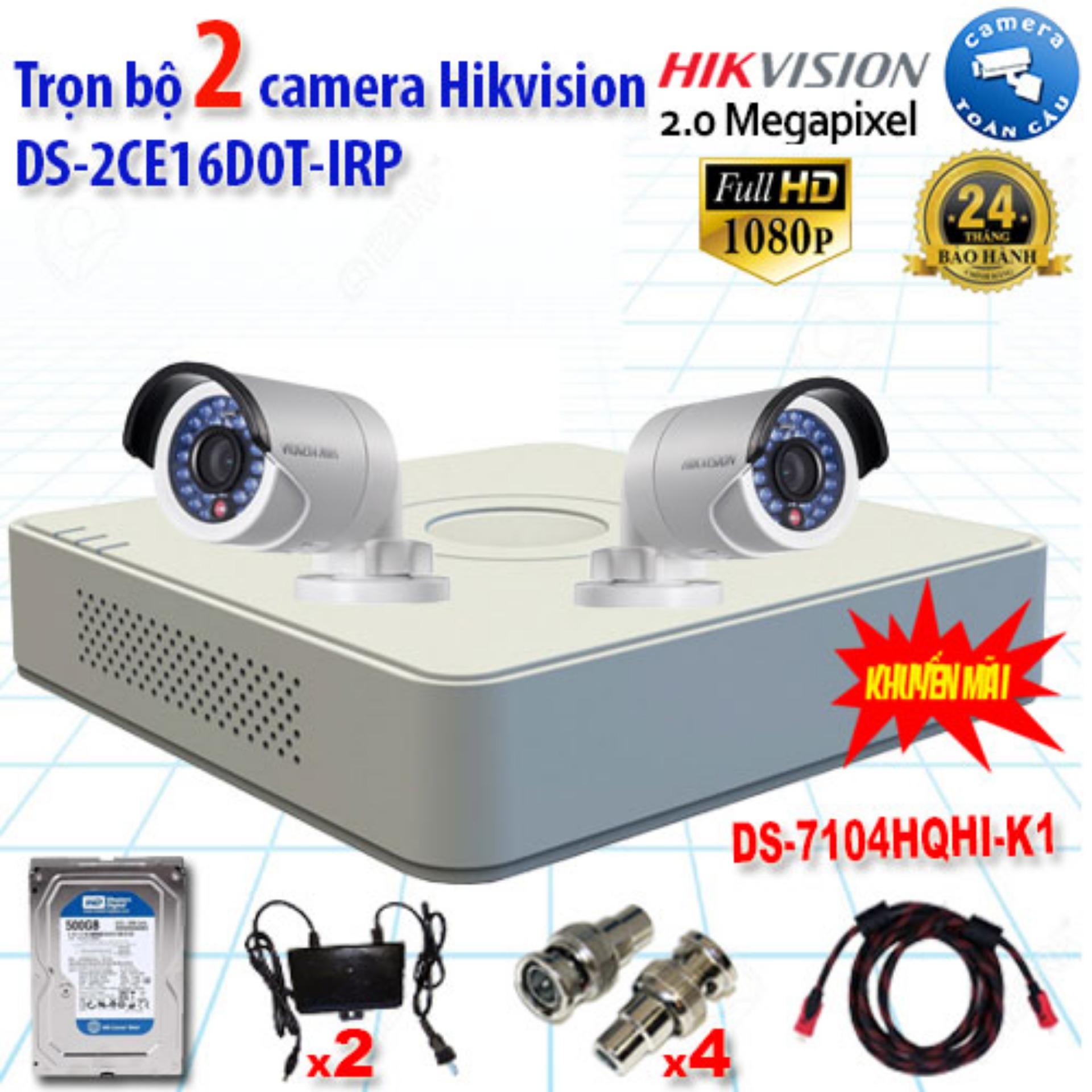 Trọn bộ 2 camera hikvision ds-2ce16d0t-irp + ds-7104hqhi-k1