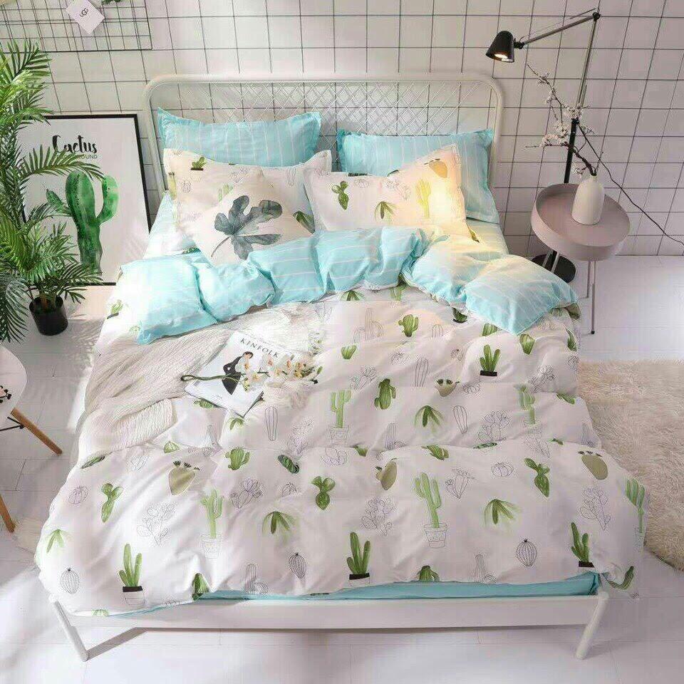 -bộ chăn ga gối xương rồng xanh.