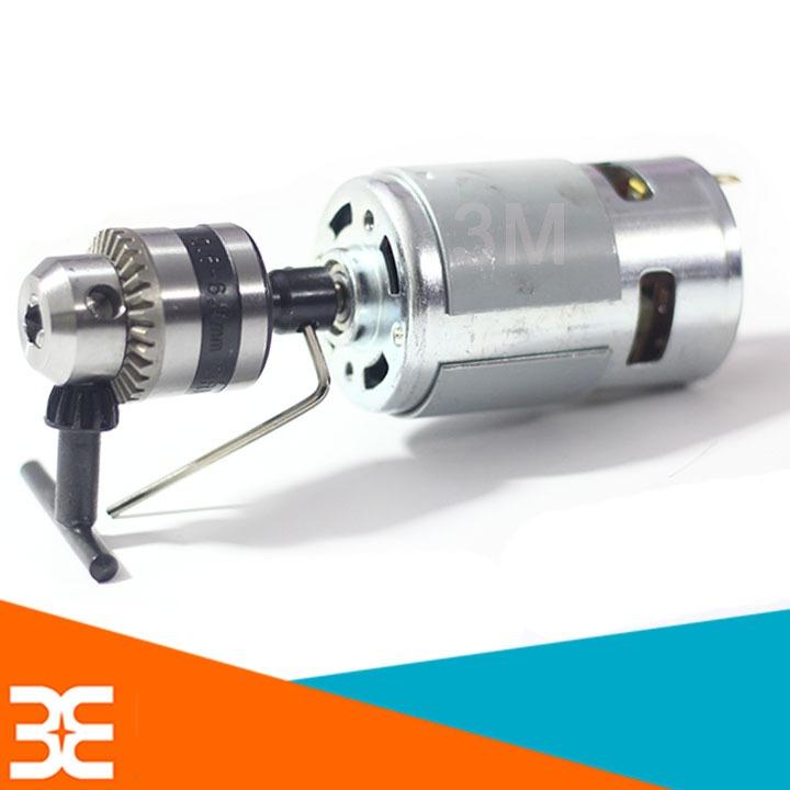 Bộ Khoan Tự Chế Từ Động Cơ 775 Trục D Và Phụ Kiện V1 ( Đầu Kẹp 3 Chấu Và Đầu Nối Trục B10-5mm Có Ốc Vặn )