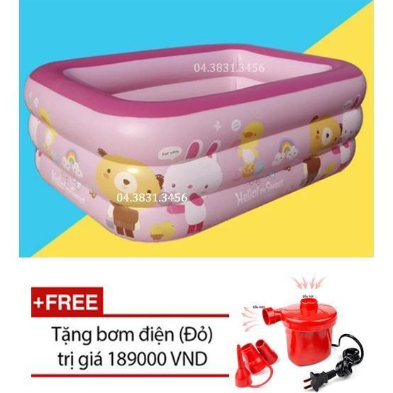 Bể bơi phao 2 tầng cho bé 210x140x45cm + bơm điện 2018