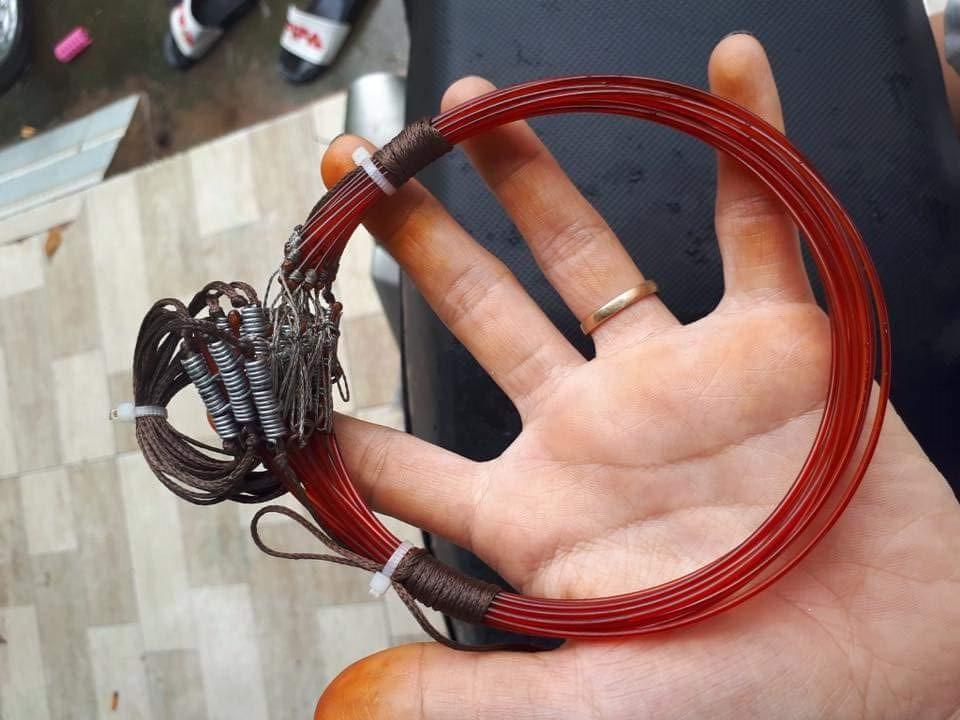 Thòng dây bẫy cúm núm ( đường kính 13cm ) bẫy gà đồng cước thái, dù siêu bền, khoen đồng hàng thái lan ( 1 bộ 20 vòng dài 2m )