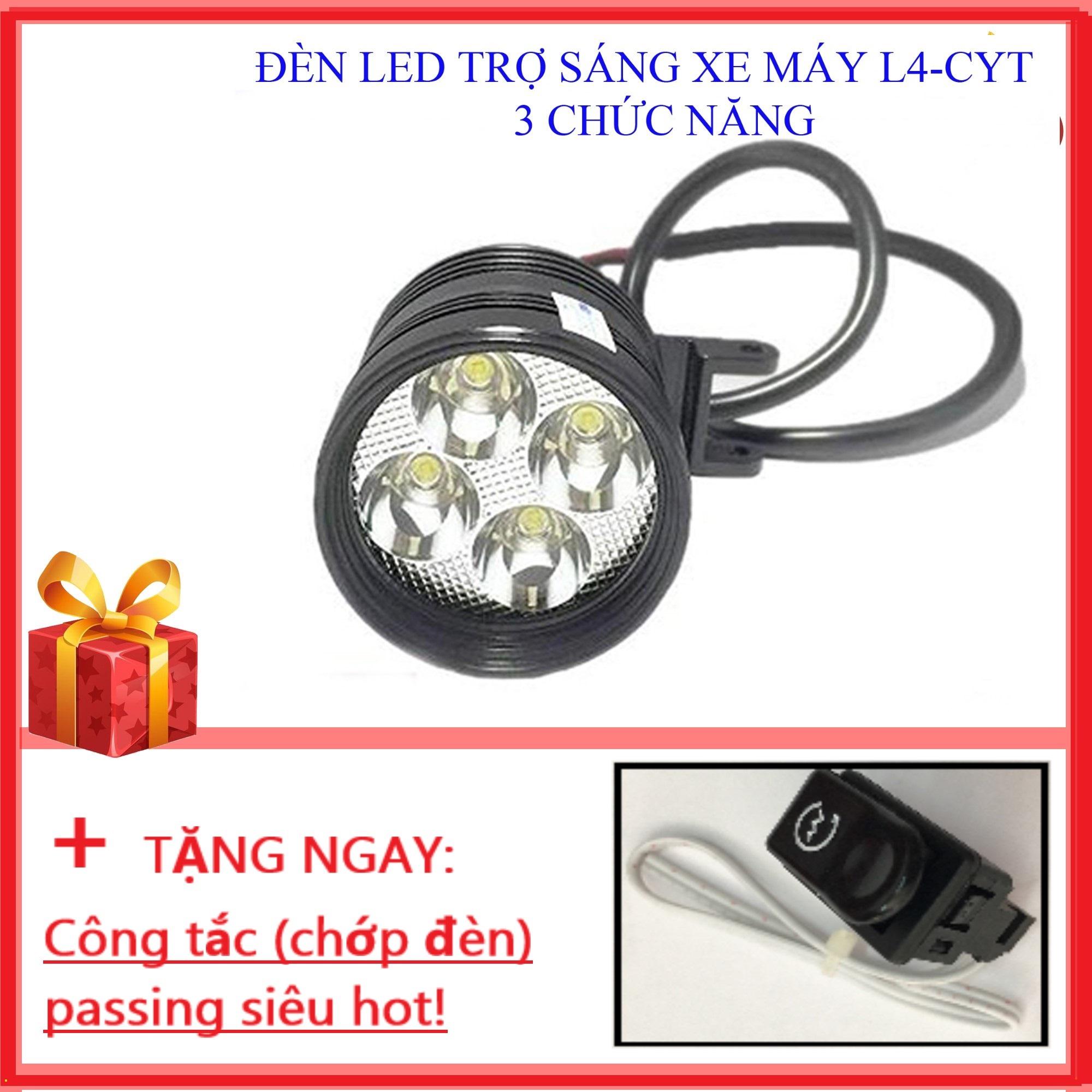 Đèn pha led trợ sáng L4 CYT gắn xe máy + TẶNG KÈM công tắc đá đèn (passing) DVCCO