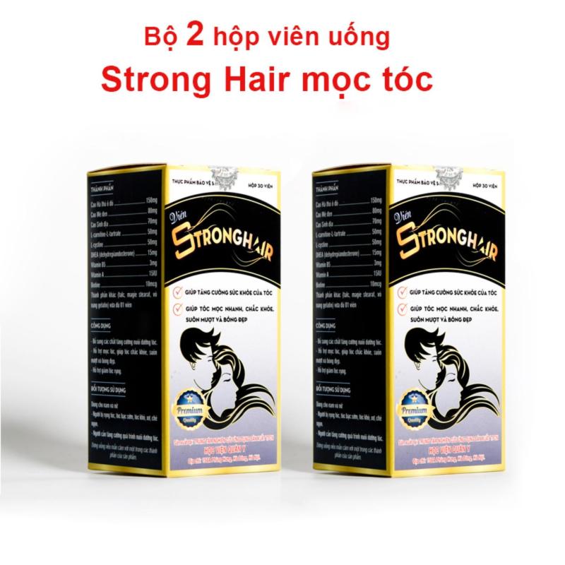 Liệu trình 15 ngày 2 hộp viên uống Strong hair HVQY giúp mọc tóc, đen tóc