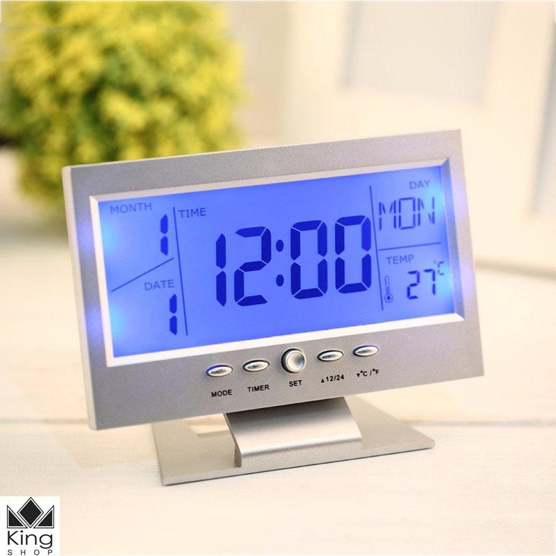 Đồng Hồ Để Bàn LED LCD Báo Thức Thời Tiết Cảm Biến Âm Thanh Cao Cấp DS-8082